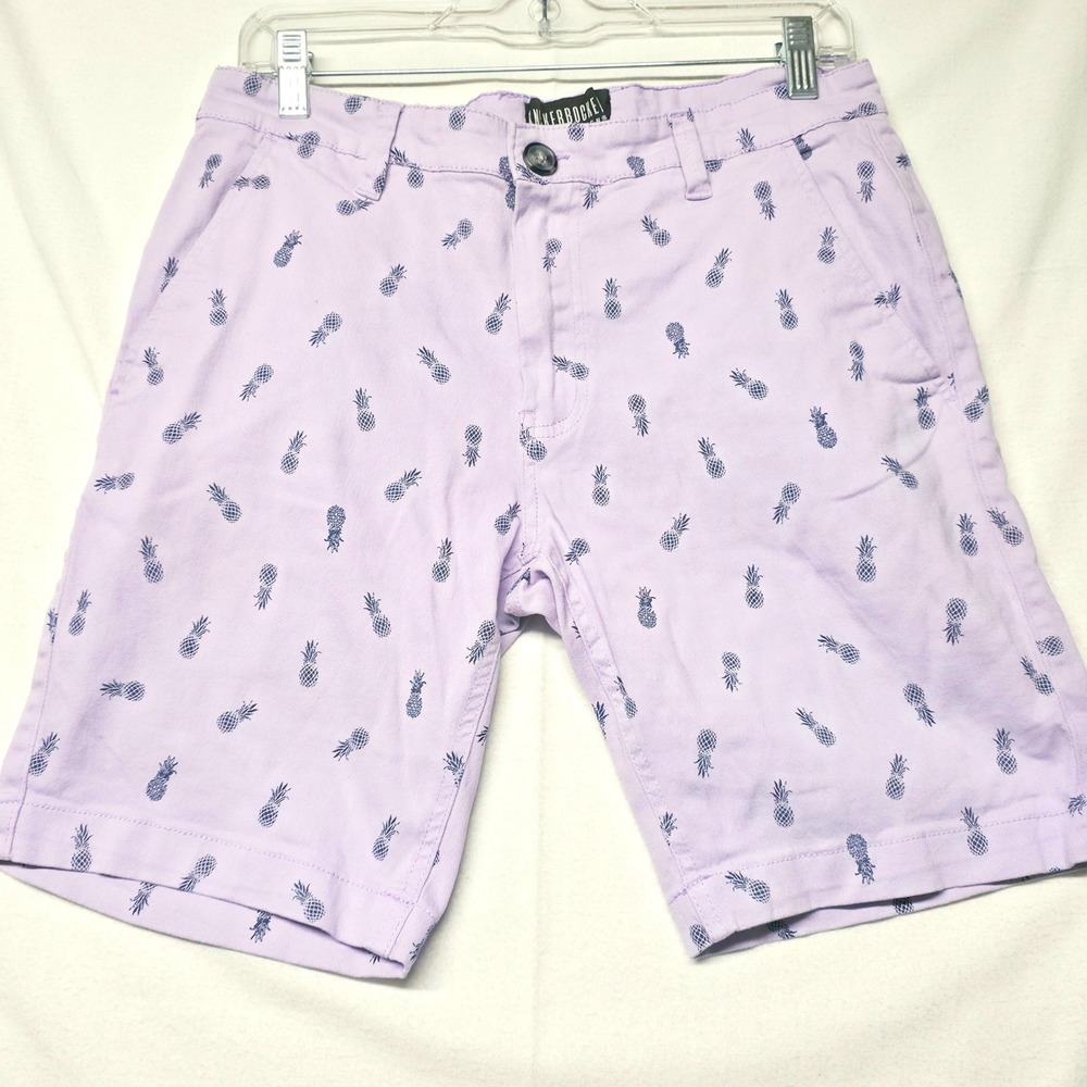 Knickerbocker Shorts Men's 32‎ Purple Pineapple Print Flex Stretch Chino Summer